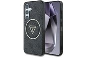 Handys - Cover & Cases - GUESS 4G Glitter Triangle Buttons MagSafe Case for Samsung Galaxy S25 Plus Black - 3666339449575