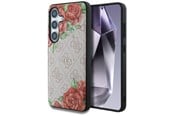 Handys - Cover & Cases - GUESS Leather 4G Flowers Print Metal Classic Logo MagSafe Case for Samsung Galaxy S25 - Pink - 3666339449285