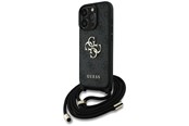 Handys - Cover & Cases - GUESS 4G Big Logo Cord Stap Crossbody Case for iPhone 16 Pro Black - 3666339434281