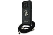 Handys - Cover & Cases - GUESS 4G Big Logo Cord Stap Crossbody Case for iPhone 16 Pro Max black - 3666339434298