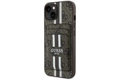 Handys - Cover & Cases - GUESS 4G Stripes case with Magsafe wallet for iPhone 15 brown - 3666339452346