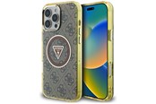 Handys - Cover & Cases - GUESS IML Metal Glitter 4G Circle Triangle MagSafe Case for iPhone 16 Pro - Brown - 3666339430238