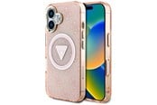 Handys - Cover & Cases - GUESS IML Metal Glitter 4G Circle Triangle MagSafe case for iPhone 16 - pink - 3666339430511