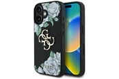 Handys - Cover & Cases - GUESS Grained Roses Big 4G logo case for iPhone 16 - black - 3666339426927