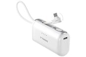 Powerbank (Akku) - Torras PocketVolt 5K powerbank with built-in USB-C Cable - 22.5W PD - White - 5000 mAh - X00PB14002