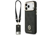 Handys - Cover & Cases - GUESS 4G Srtass Logo & Big Strap Metal Buttons MagSafe Case for iPhone 17 Pro Max - Black - 3666339550837