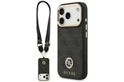 Handys - Cover & Cases - GUESS 4G Strass Logo & Big Strap Metal Buttons MagSafe Case for iPhone 17 Pro - Black - 3666339550820