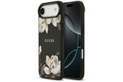 Handys - Cover & Cases - GUESS Grained Flowers Classic Logo MagSafe case for iPhone Air - black - 3666339489892