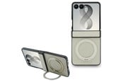 Handys - Cover & Cases - GUESS Magnetic Ring Stand Grained Classic Logo MagSafe case for Samsung Galaxy Z Flip 8 - beige - 3666339662790