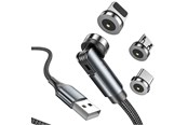 USB Kabel - SiGN 3-in-1 360° Magnetic Cable Lightning - USB-C - Micro-USB - 2.4A - Black - SN-1224X2