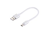 USB Kabel - SiGN Kort USB-C-Cable with Nylon Fabric 2.4A - 12W - 20cm - Silver - SAS0459S