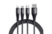 USB Kabel - SiGN 3-in-1 Cable Lightning - USB-C - Micro-USB - 3A - 1.2m - Black - SN-1230G4
