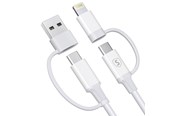 USB Kabel - SiGN 4in1 USB-A/USB-C to Lightning/USB-C cable 60W/3A - 1m - White - SN-1T4ACLC