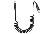 USB Kabel - SiGN 15W Coiled USB-A to USB-C Fast Charging Cable for Car - Black - SNCAB-SPRING15W