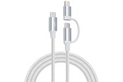 USB Kabel - SiGN 2in1 USB-C to USB-C 60W PD 3A / Lightning 27W cable - 1m - White - SN-CCLPD1M
