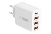 Handys - Adapter und Ladegeräte - SiGN Fast Charger USB-C & 3xUSB-A - PD & QC 3.0 - 36W - White - SN-A4Q