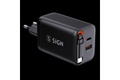 Handys - Adapter und Ladegeräte - SiGN GaN Fast Charger USB-C/USB-A 65W with extendable USB-C cable - Black - SN-TC-67B