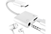 Audio Kabel - SiGN USB-C to 3.5mm AUX Adapter - 3A - Charge & Listen - White - SN-PDC35