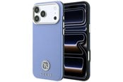 Handys - Cover & Cases - GUESS Grained Round Strass Logo MagSafe Case for iPhone 18 Pro / 17 Pro - Blue - 3666339653828