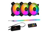 Gehäuselüfter - DUTZO RGB Kit 3 - 3x fan + 1x LED strip + remote & controller - 120mm - Schwarz mit RGB LED - 24 dBA - DRGB-BUNDLE3