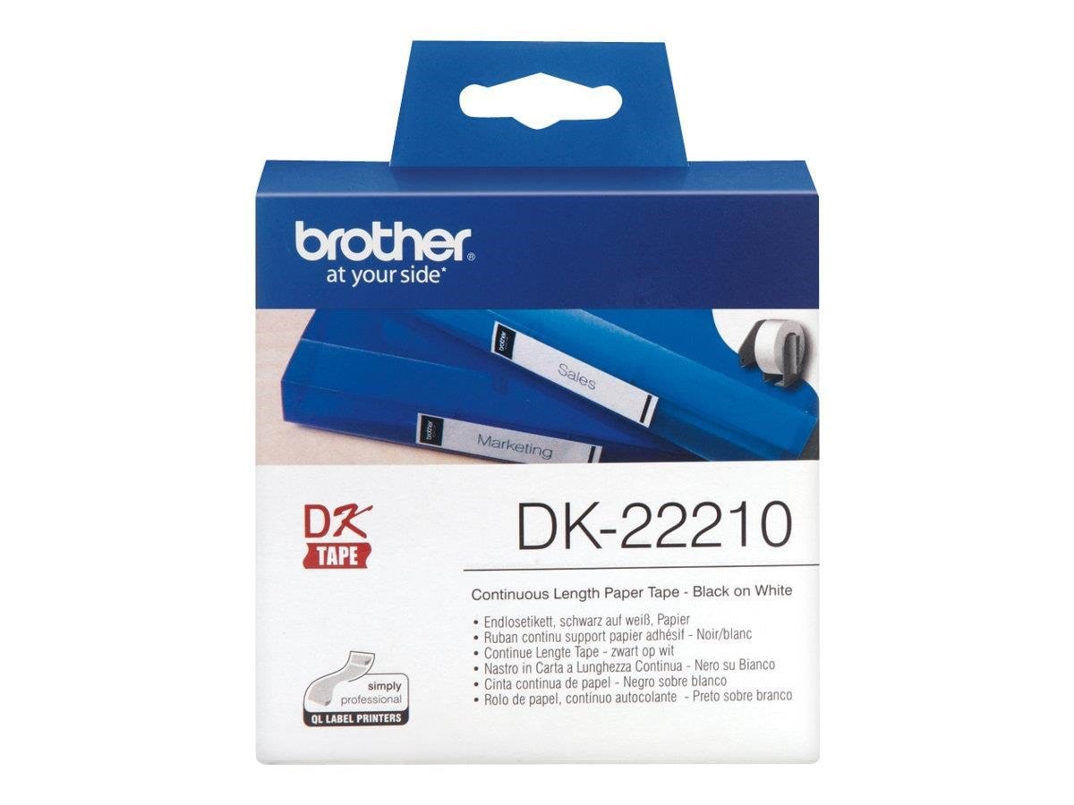 Brother Dk22210 - Black on White - Roll (2.9 cm x 30.5 m) - Papier Fotopapier Und Etiketten