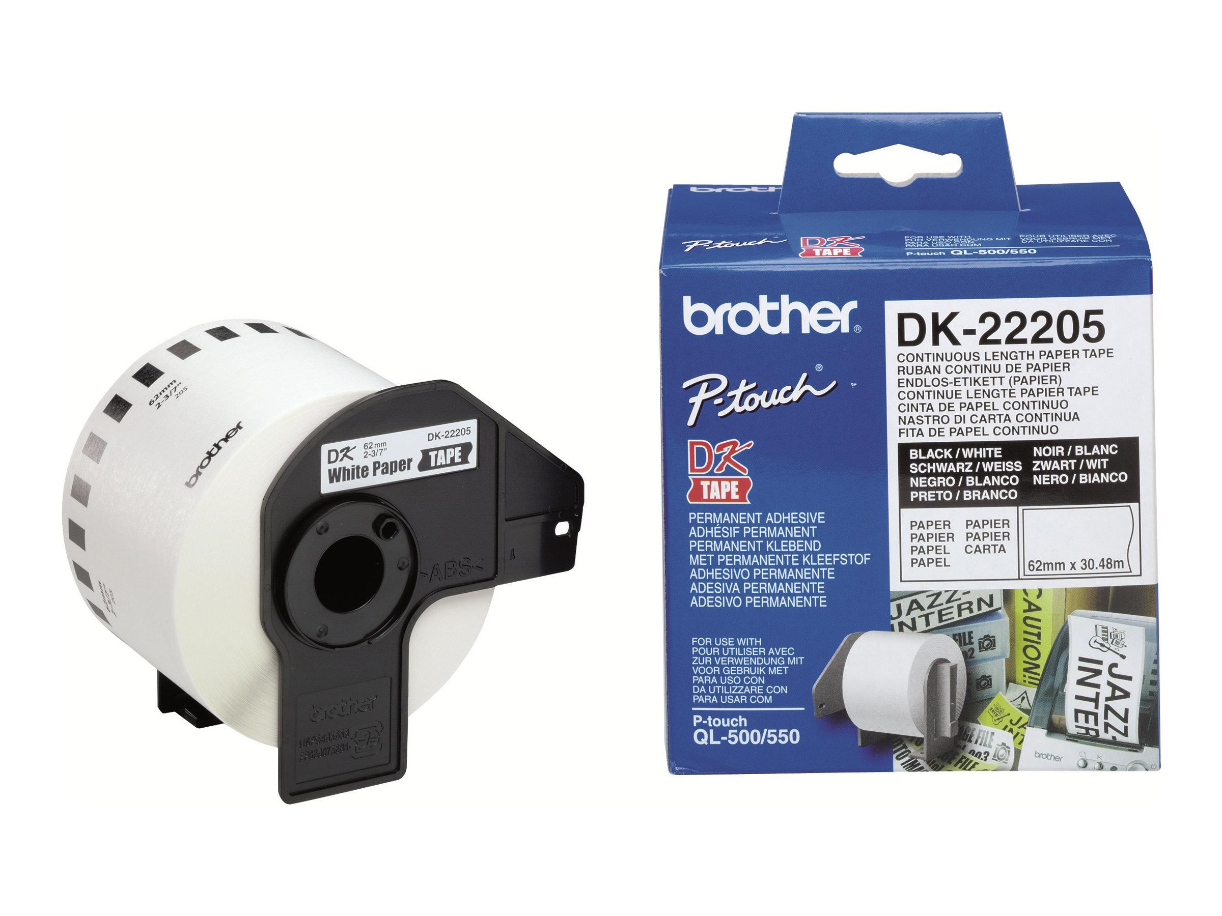 Brother Dk22205 / Continuous Length Paper Tape 62 mm x 30.48 m - Papier Fotopapier Und Etiketten