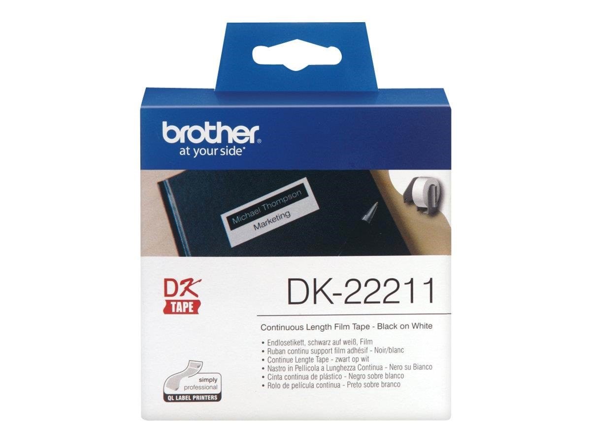 Brother Film Tape Brother 29 mm 15.24 m Black/white - Papier Fotopapier Und Etiketten Dk-22211