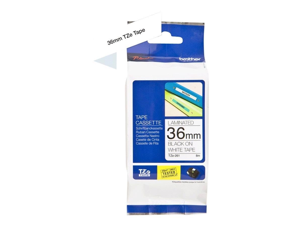 Brother Tape Sort Tekst Hvid Tape 36mm - Papier Fotopapier Und Etiketten Tz-261