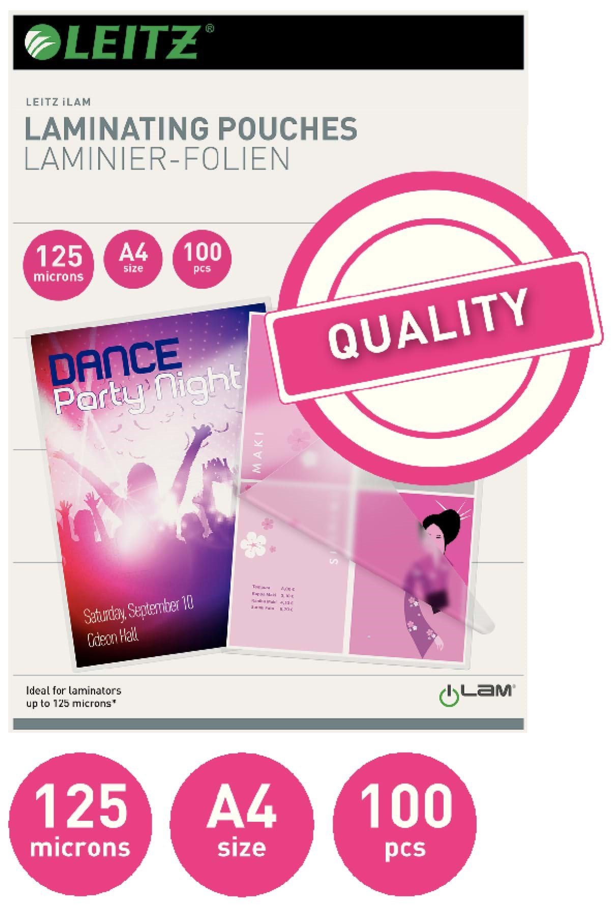 Leitz Heißlaminierfolien A4, 125 Mic - Laminierung 33808