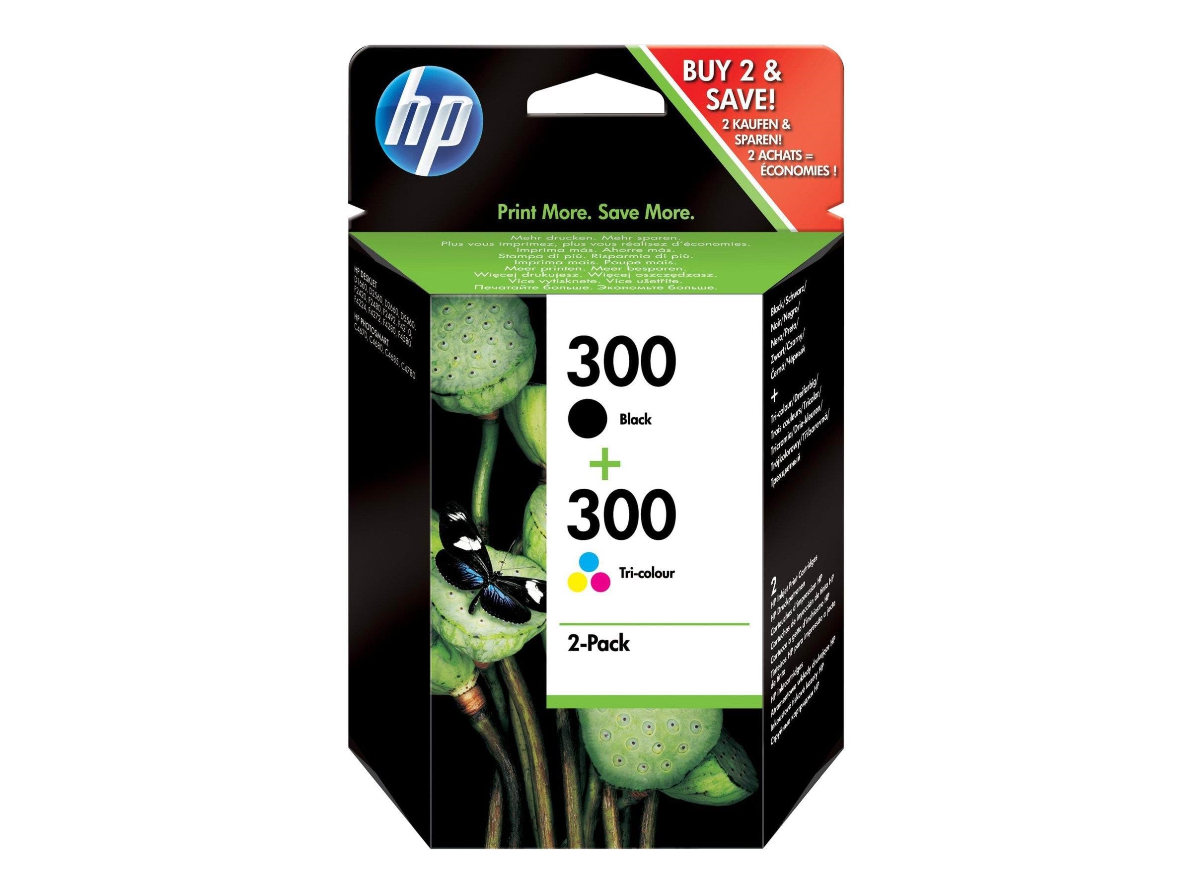 HP 300 / Cn637ee - Combo Pack - Black - (Cyan Magenta Cyan) Ink - Tintenpatrone Dye-based Tricolour - Druckerzubehoer Tinte Toner