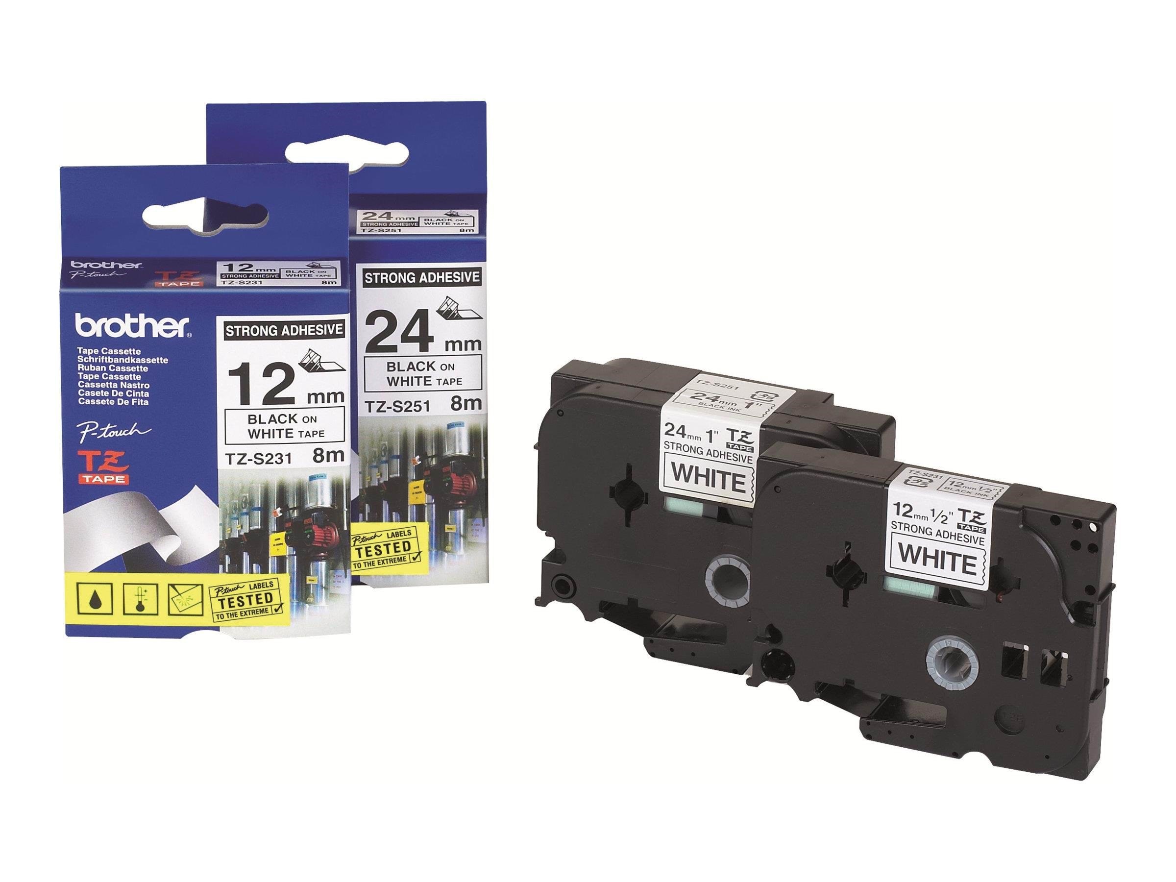 Brother Tape Brother 12 mm Black/white Tze-s231 Strong Adhesive - Papier Fotopapier Und Etiketten