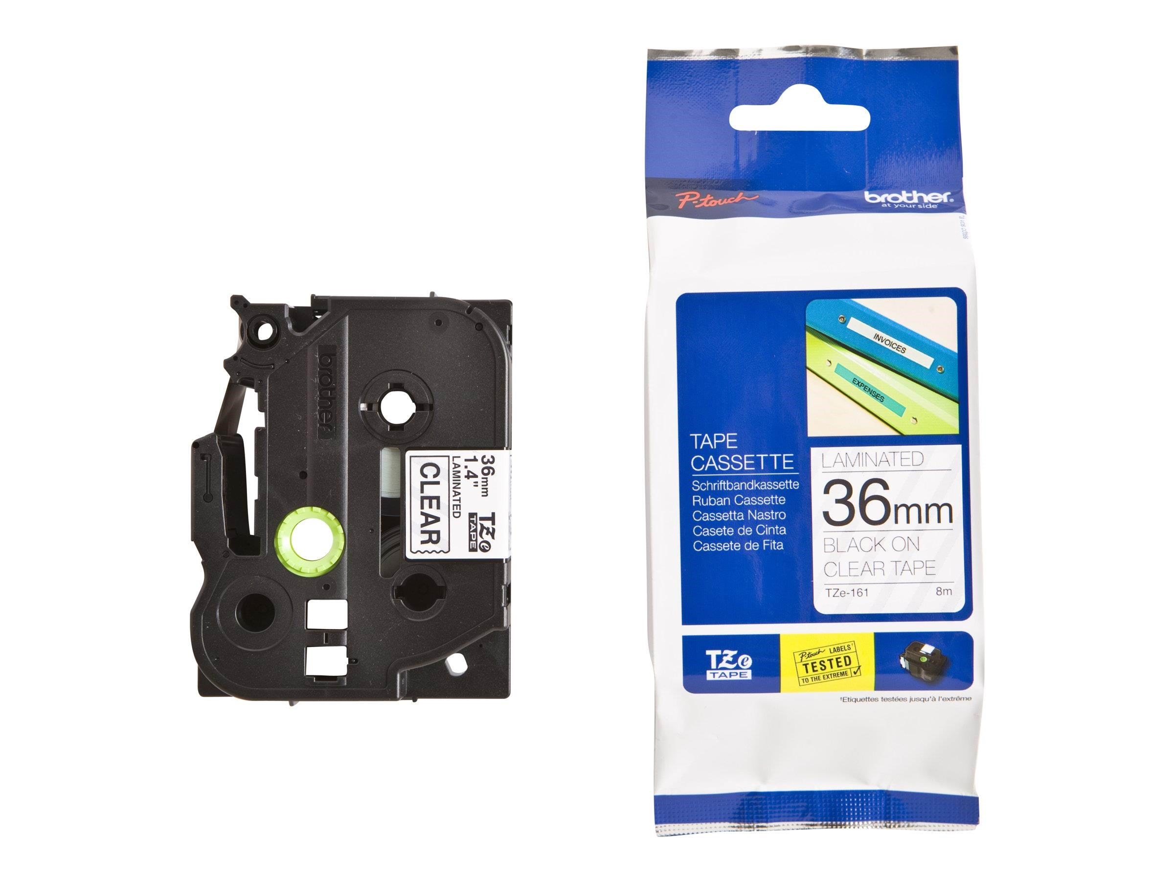 Brother Tze161 - Black On Clear - Roll (3.56 cm x 8 m) - Papier Fotopapier Und Etiketten