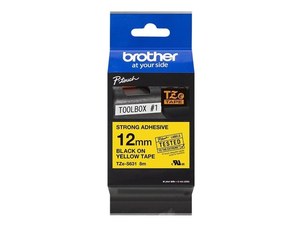 Brother Tape Brother 12 mm Black/yellow Strong Adhesive - Papier Fotopapier Und Etiketten Tzes631