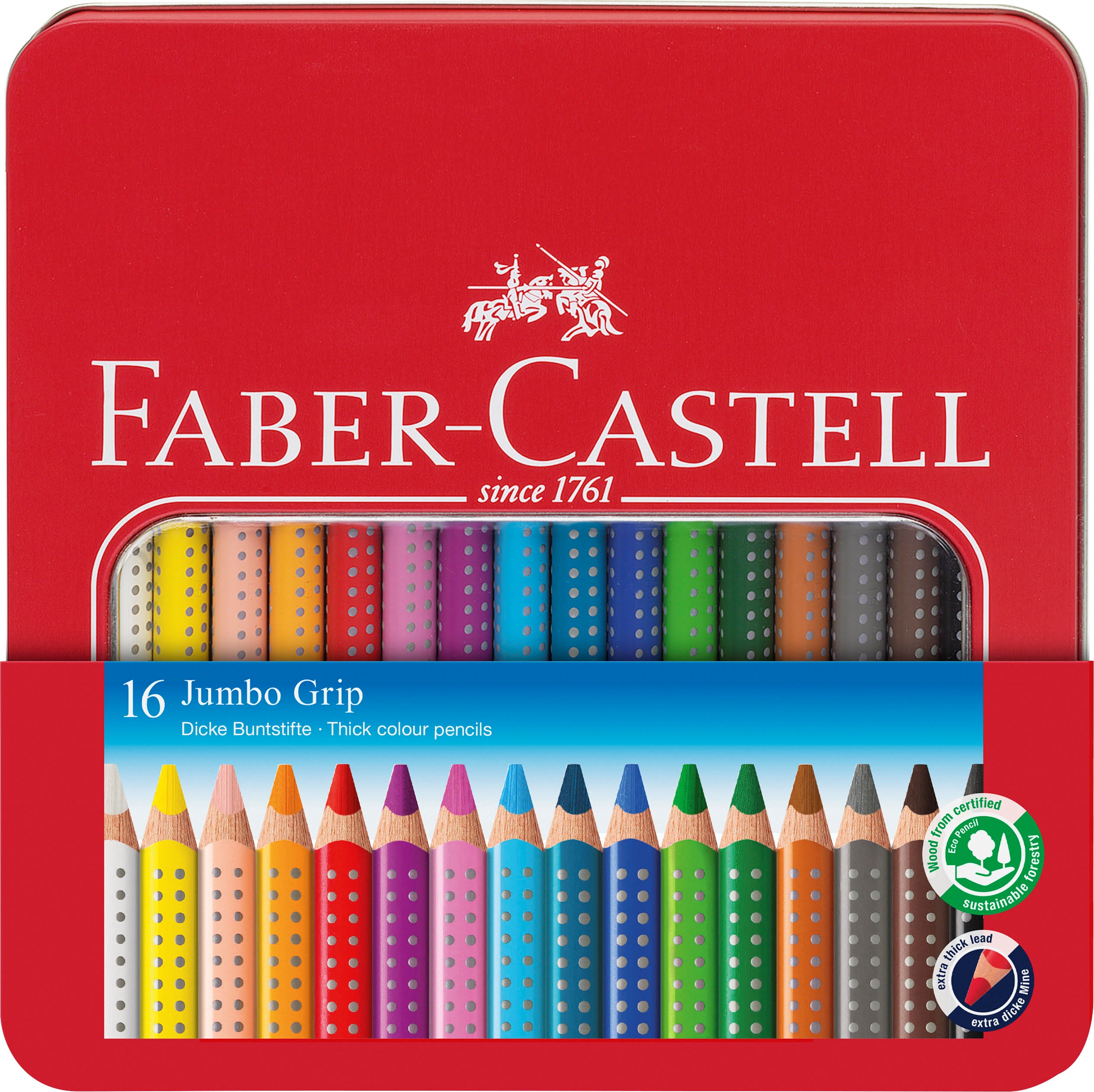 Faber-castell Buntstift Jumbo Grip 16er Metalletui - Utensilien Zum Schreiben Und Zeichnen