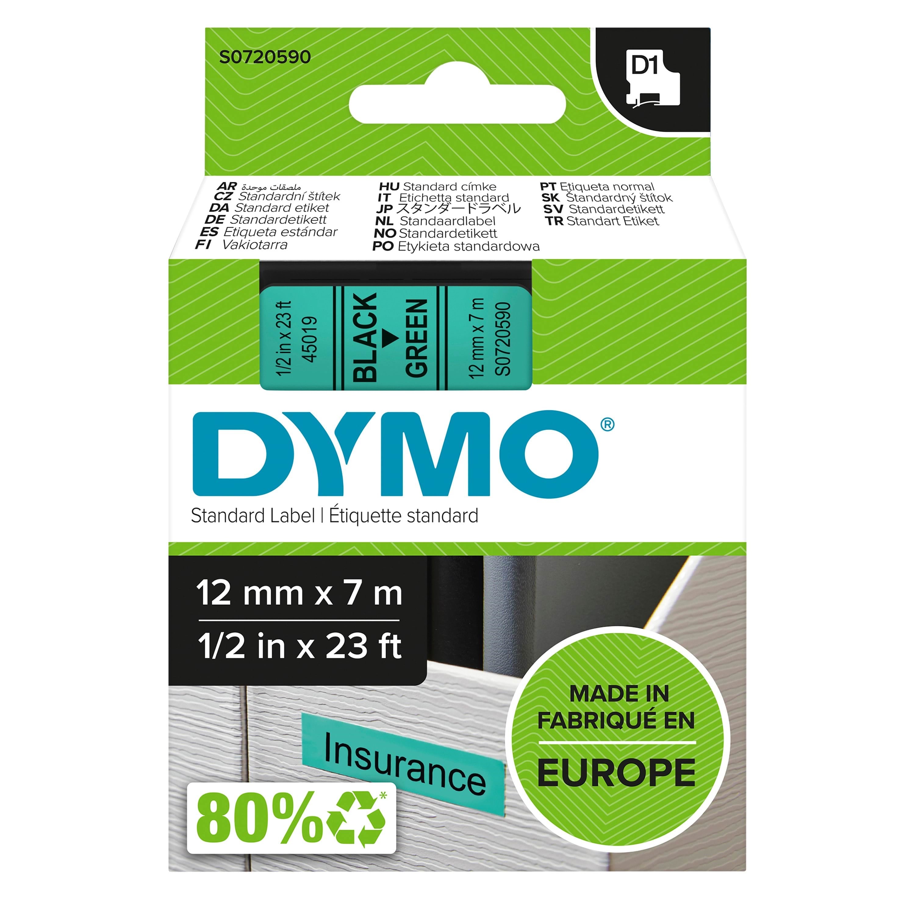 Dymo D1-etikettenband | Schwarz Auf Grün | 12mm x 7m - Papier Fotopapier Und Etiketten S0720590