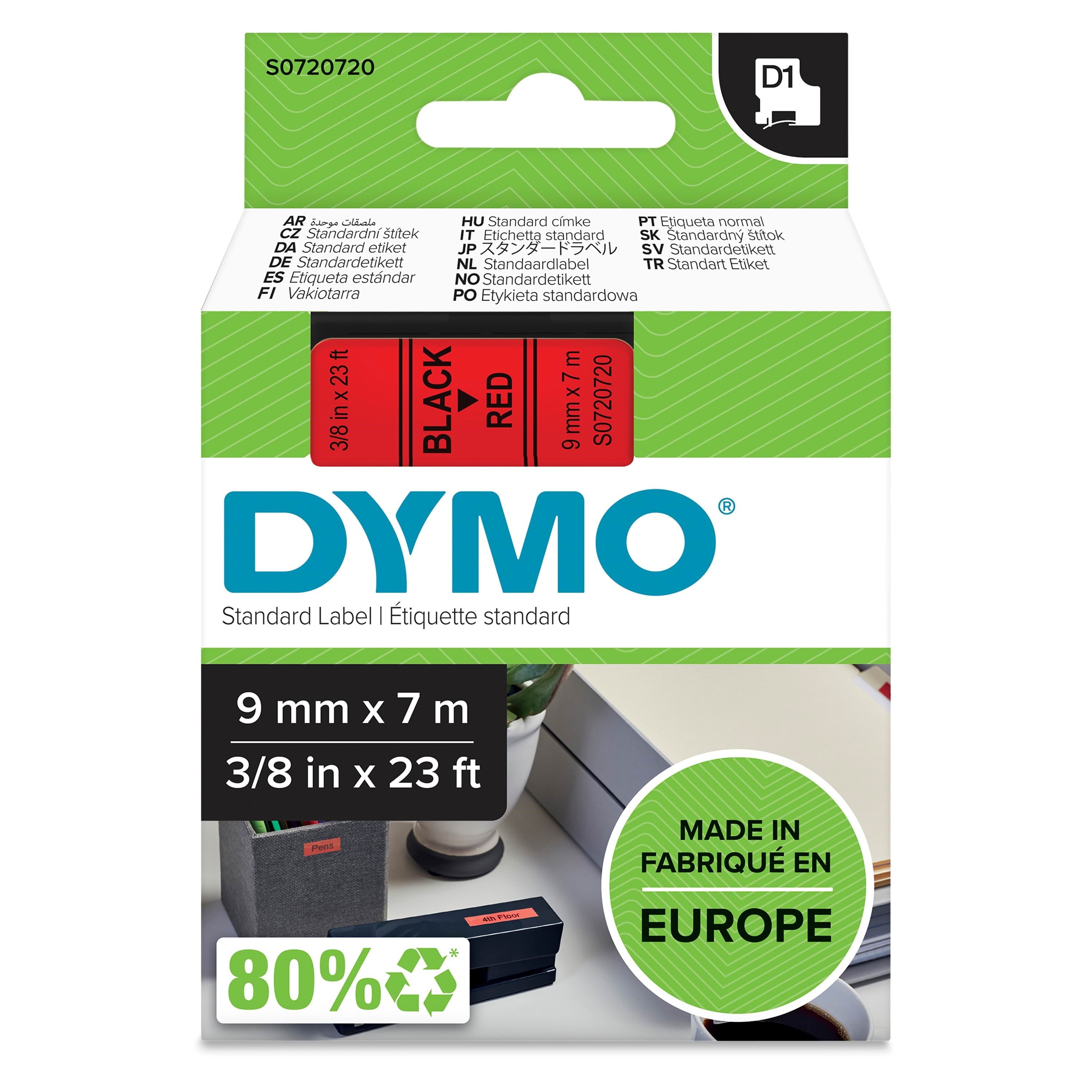 Dymo D1-etikettenband | Schwarz Auf Rot | 9mm x 7m - Papier Fotopapier Und Etiketten S0720720