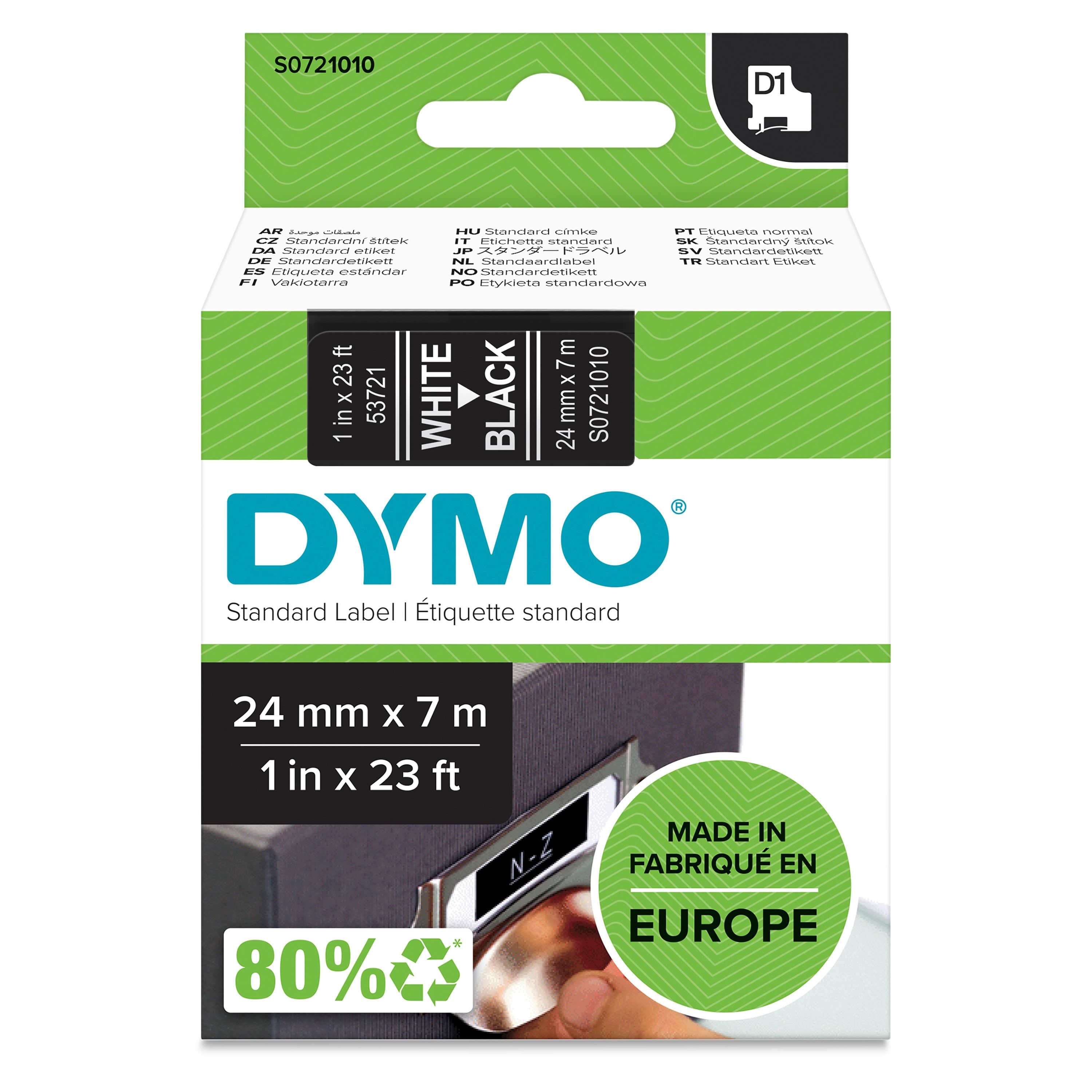 Dymo D1-etikettenband | Weiß Auf Schwarz | 24mm x 7m - Papier Fotopapier Und Etiketten S0721010
