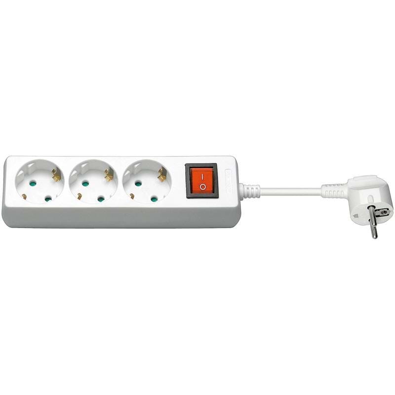Pro Strom Sockel x3 - Weiß - Switch - 3m - Stromkabel Extern