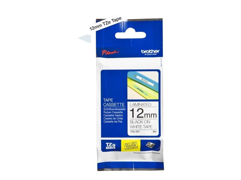 Brother Tze231 / Tze 231 Labelling Tape Cassette - Black on White 12mm Wide - Papier Fotopapier Und Etiketten