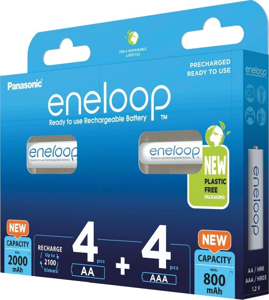 Panasonic Eneloop Bk-kjmcde44e - Battery - (4 AA Batteries 4 Aaa Batteries) 8 x AA / Aaa - Nimh - ( Rechargeable ) - Batterien Und Akkus