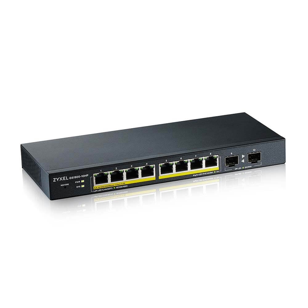 Zyxel Gs1900-10hp 8-port Gbe Smart Managed Poe Switch With Gbe Uplink - Switches Gs1900-10hp-eu0101f