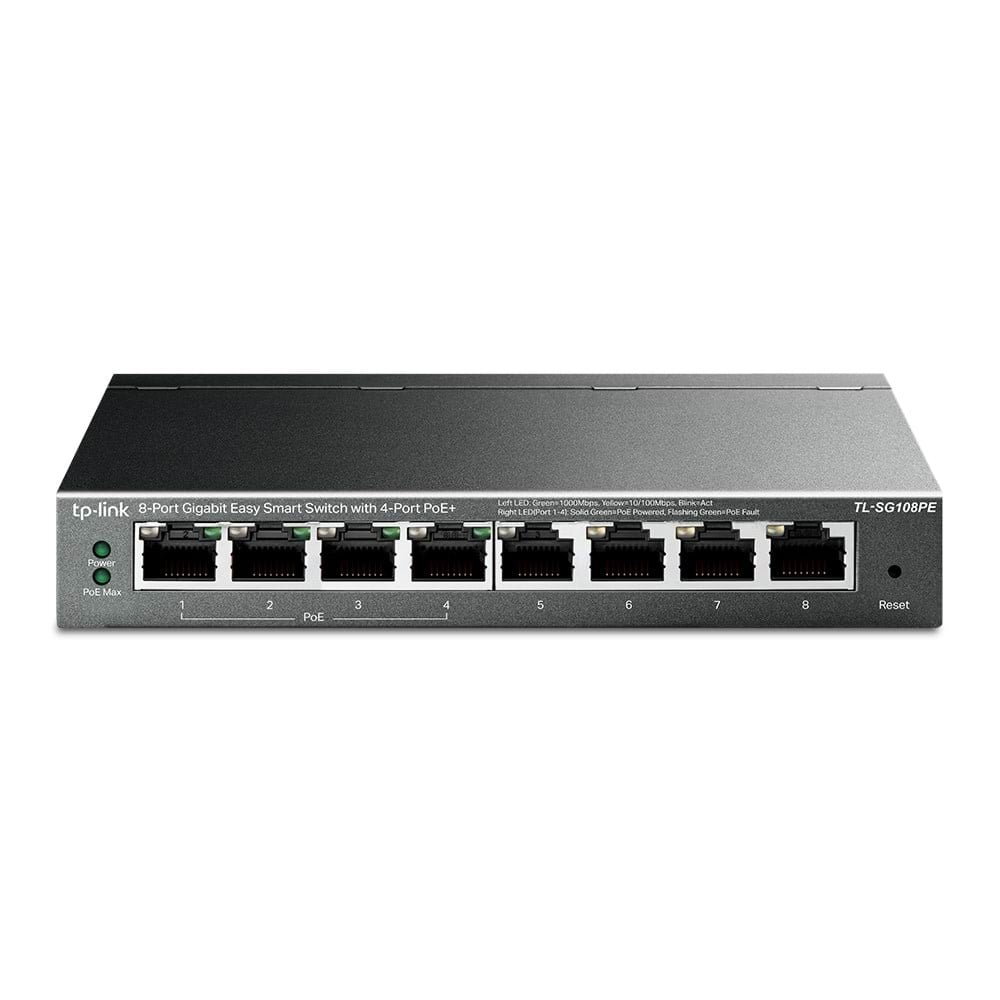 Tp-link Tl-sg108pe 8-port Gigabit Easy Smart Switch With 4-port Poe - Switches