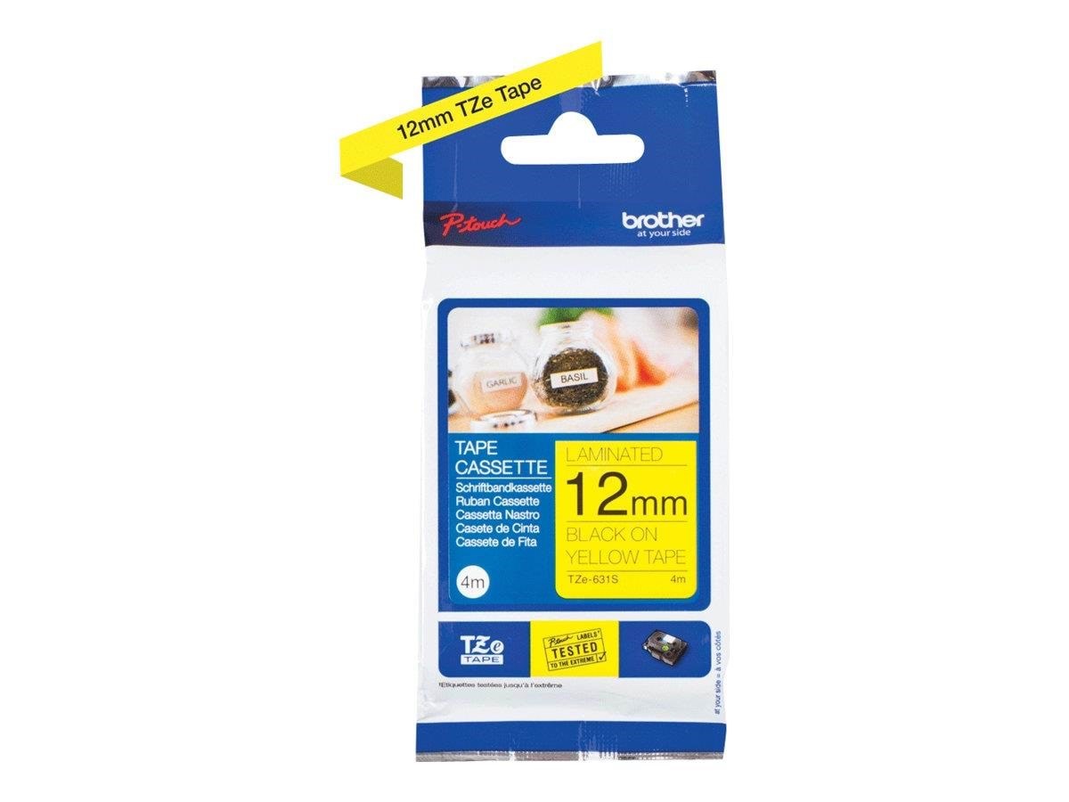 Brother Tze 631s - Black on Yellow Roll (1.2 cm x 4 m) - Papier Fotopapier Und Etiketten