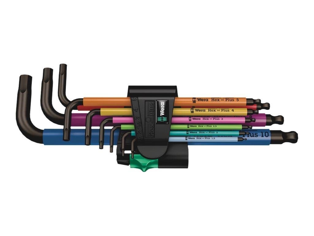Wera 950 Spkl/9 SM N Multicolour Winkelschlüsselsatz, Metrisch, Blacklaser, 9-teilig - Handwerkzeuge