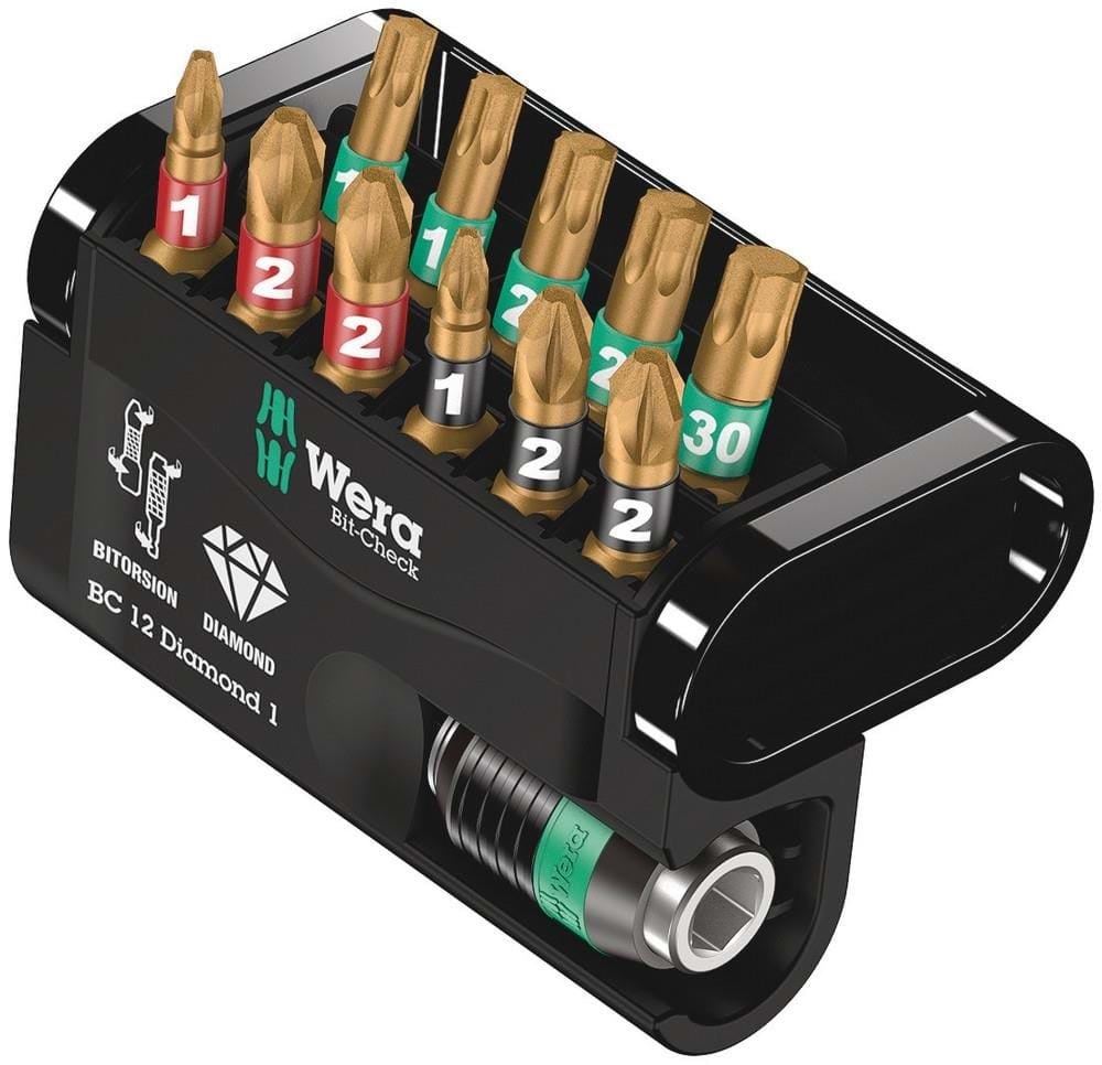 Wera Bit-sortiment, Bit-check 12 Diamond 1, 12-teilig - Bohrer Bits 05057421001