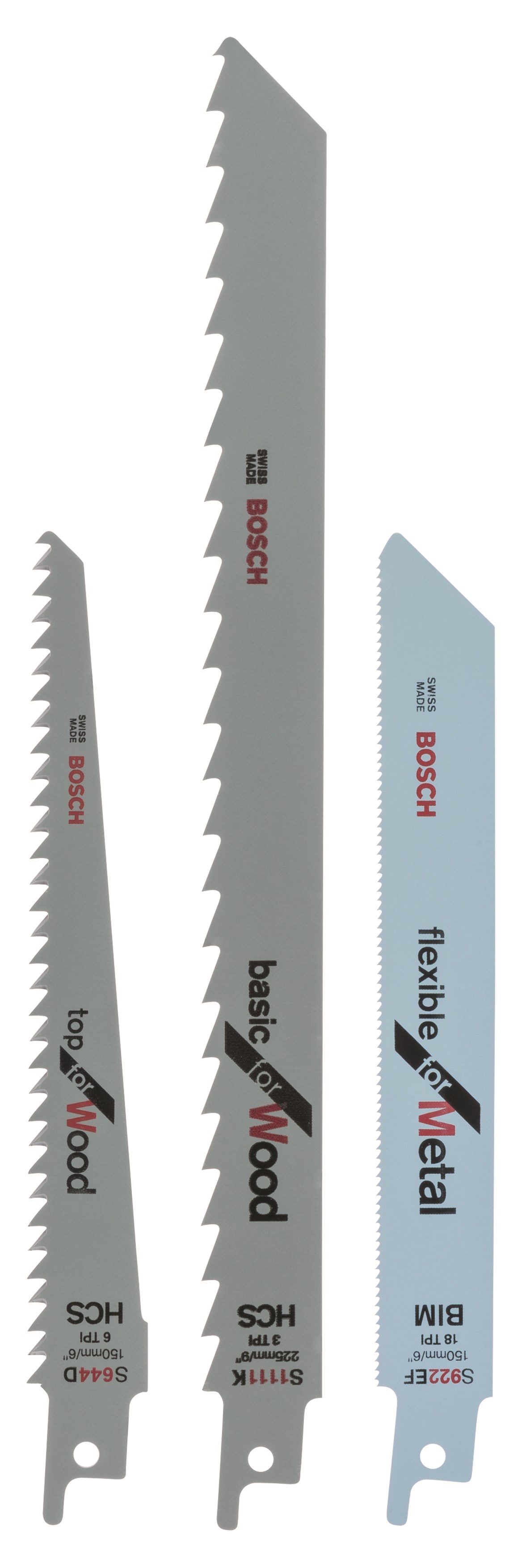 Bosch 3-piece "WM" Sabre Saw Blade Set - Saebelsaege