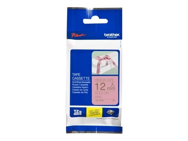 Brother Tze Re34 - Gold on Pink - Roll (1.2 cm x 4 m) - Papier Fotopapier Und Etiketten