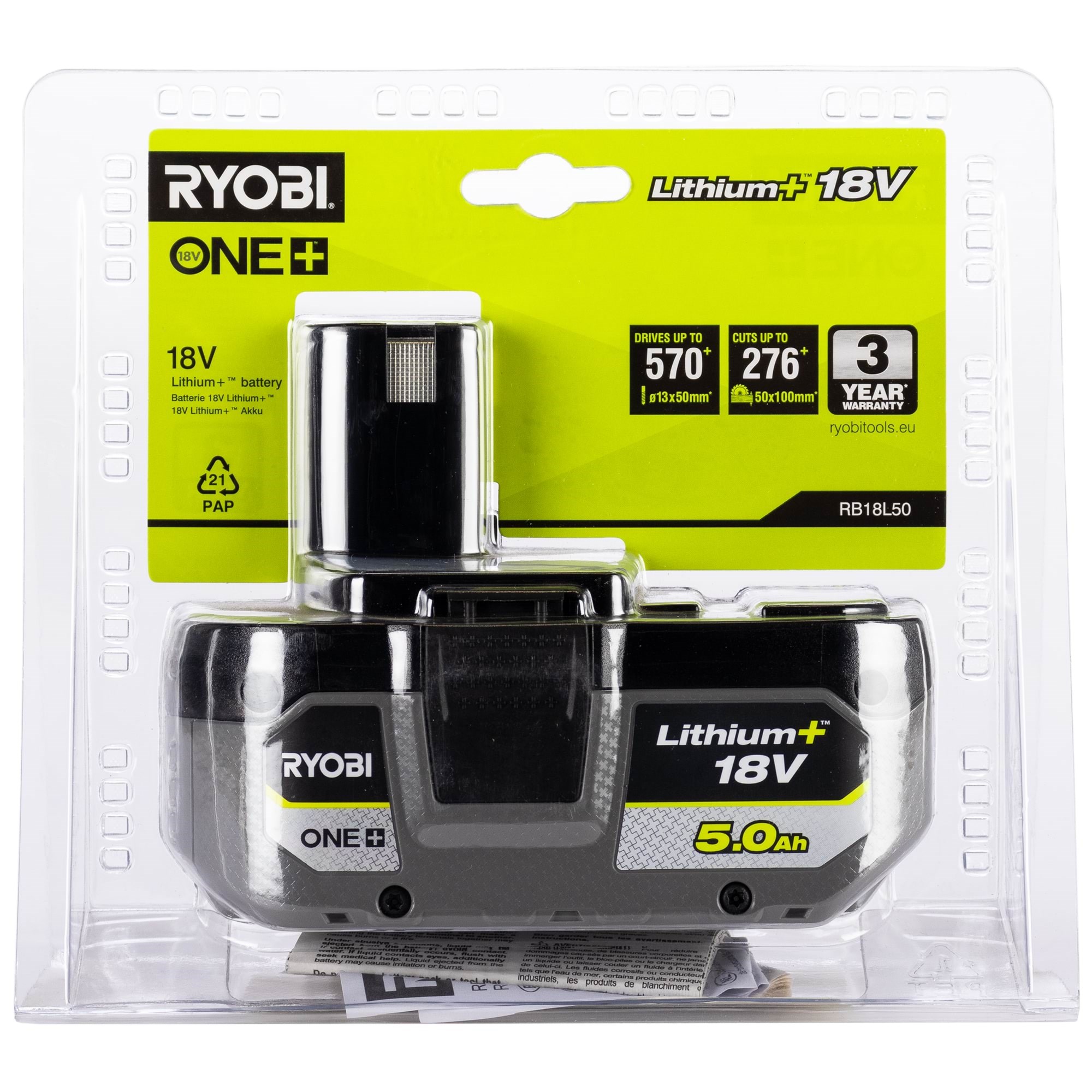 Ryobi 18v 5.0 Ah Lithium+ Battery Rb18l50 - Akkus Ladegeraete
