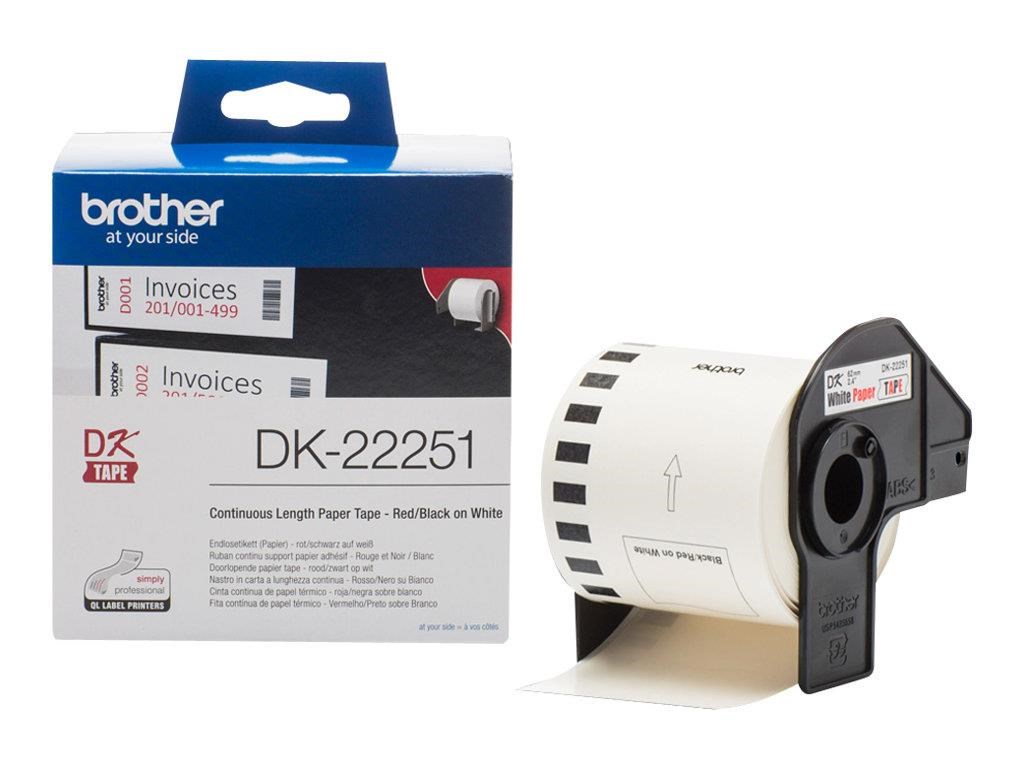 Brother Dk22251 Continuous Paper Roll 62mm x 15.24m - Papier Fotopapier Und Etiketten