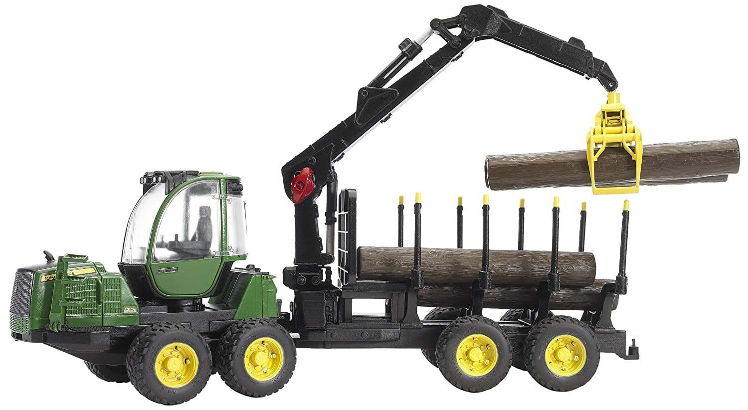 Bruder John Deere 1210e Forwarder With 4 Trunks And Grab - Spielzeugauto 2133